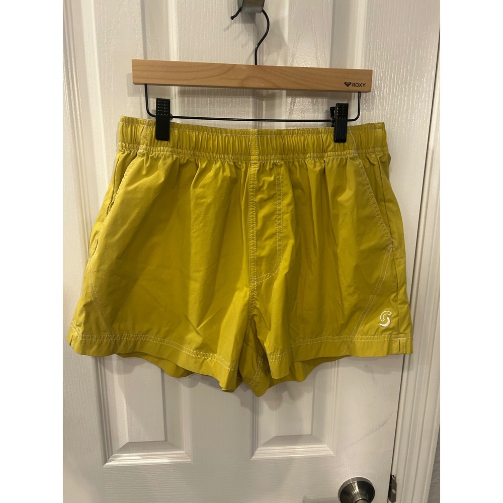 Standard Cloth Shorts Yellow Elastic Waist Contrast Stitch Athletic‎ Casual M